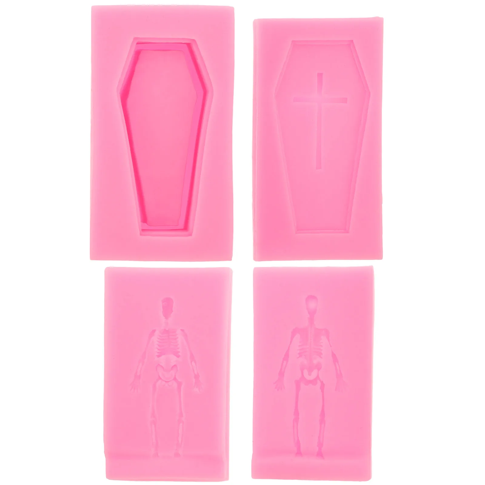 

4 Pcs Cross Mould Candles Molds Silicone Halloween Moulds Baking Mold/cake Coffin Silica Gel Horror
