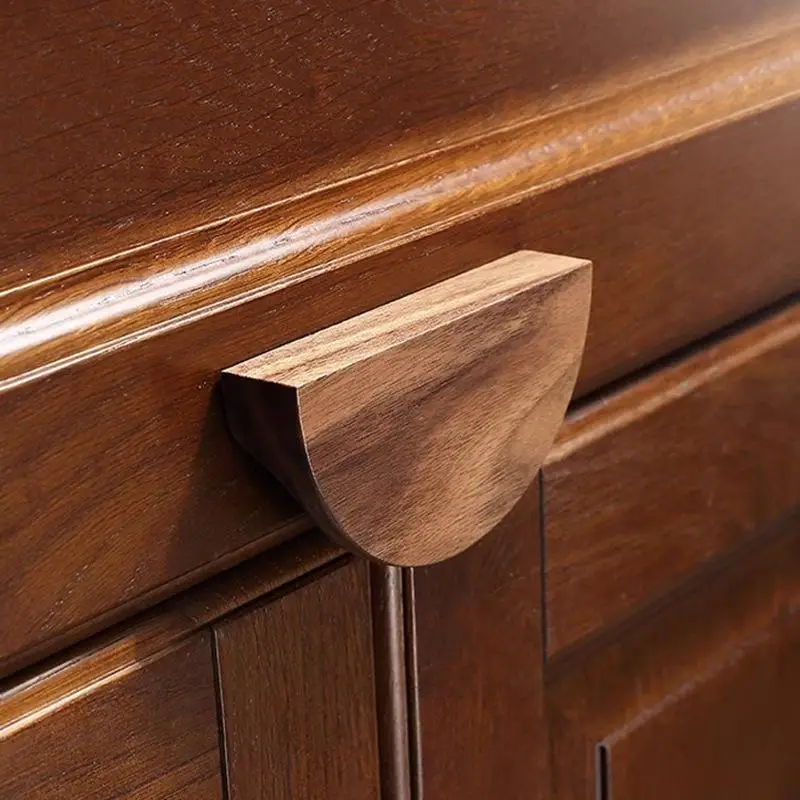 Lightweight Solid Wood Cabinet Pulls Easy to Install Furniture Handles for Kitchen Wardrobe Closet Drawer DIY Renovation