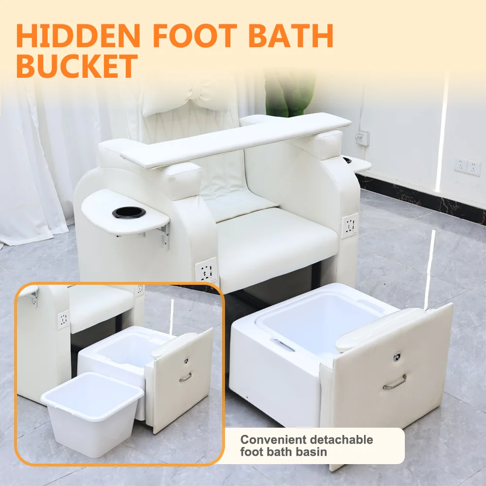 เก้าอี้ทำเล็บเท้าสปาสีขาวขายส่ง ไม่ต้องใช้น้ำประปา สำหรับทำเล็บมือและเล็บเท้า