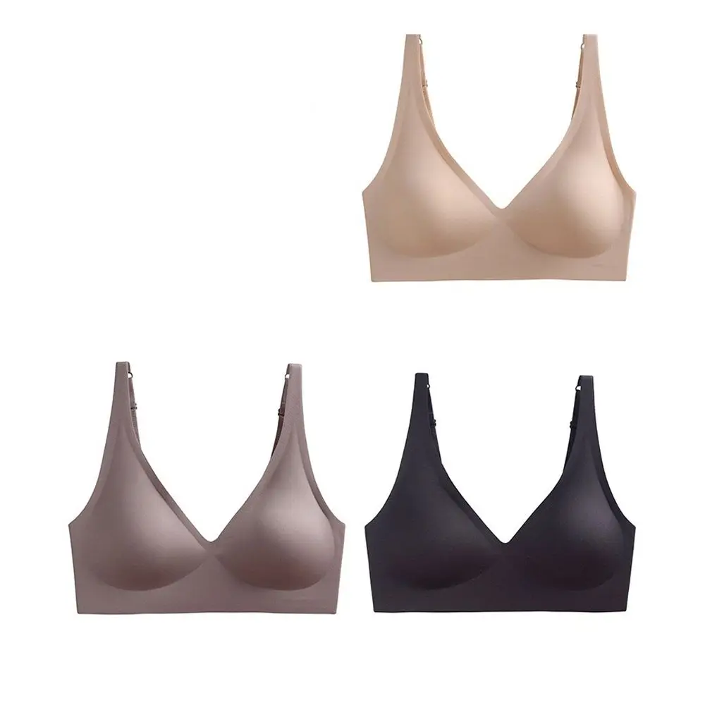 Fashion Design Seamless Brassiere Underwear V Neck Latex Push Up Bra Invisible Bra Womens Lingerie Sleepwears