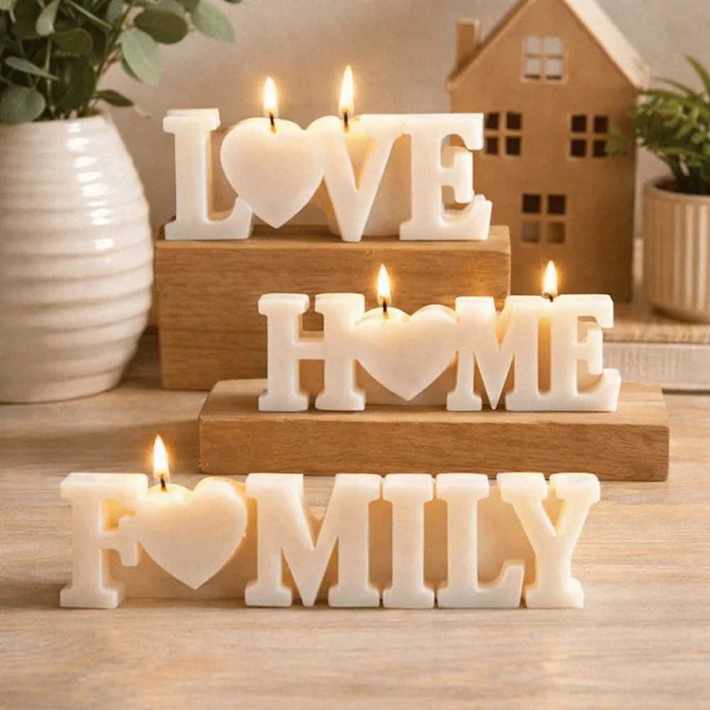 

Heart Shape Silicone Love Mold Handmade English Letters DIY Resin Crafts Romantic Non-stick Epoxy Resin Mould Wedding Decor