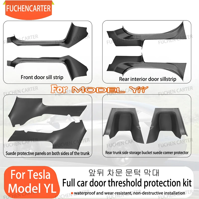 TPE Door Sill Protector for Tesla Model YL 2026 Anti-Kick Door Sill Guards Seat Slide Rail Pad Trunk Side Cover Mats Accessories