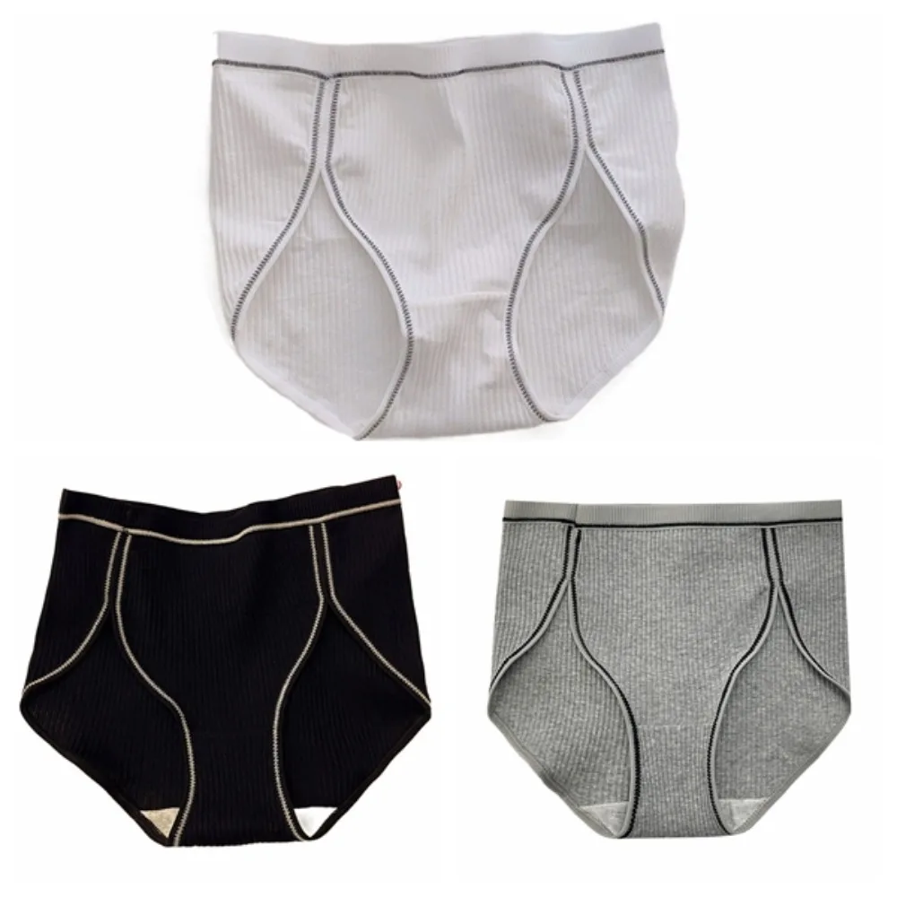 

3Pcs Breathable High Waist Threaded Panties Thin Cotton Crotch Seamless Briefs Lingerie Underpants Underwear for Women Gifts