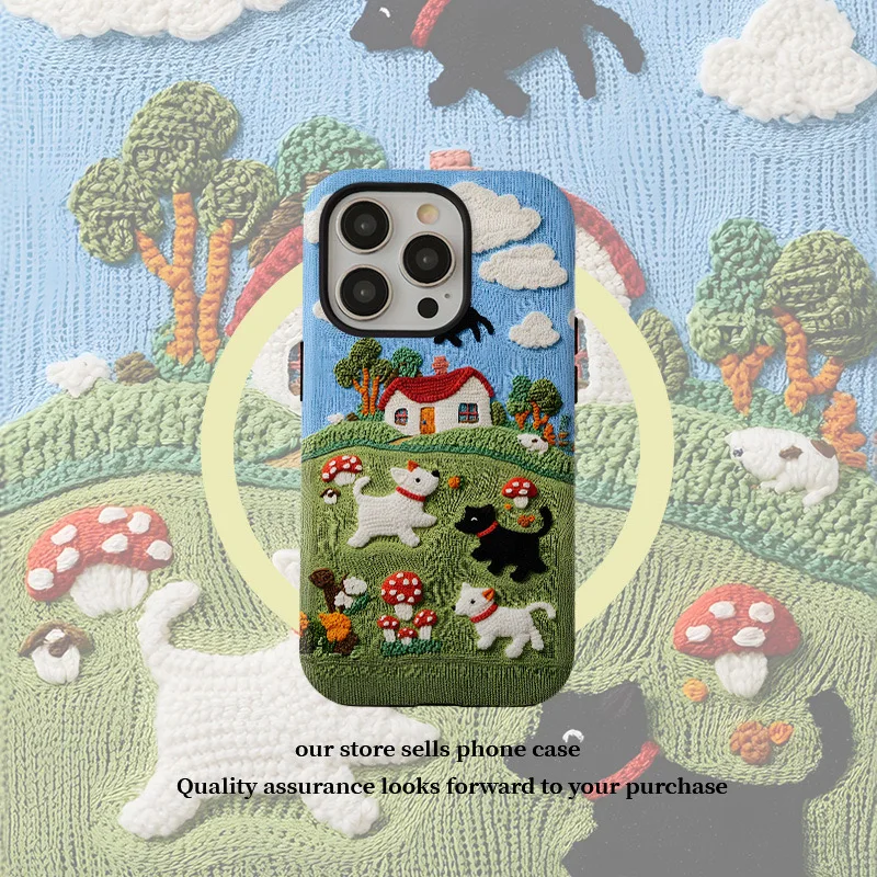

Rural Style Plush Dog Cartoon Marble Pattern Case for IPHONE 16ProMax 15 14 13 12 11 PRO Plus Acrylic TPU Two in One Phone Cases