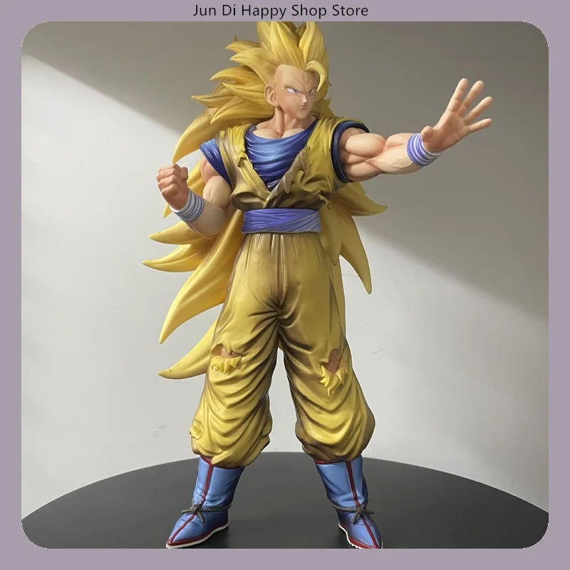 

33cm Dragon Ball Super Saiyan 3 Goku Hand Raised Standing Pose Anime Figure Model Statue Collection Desktop Decoration Toy