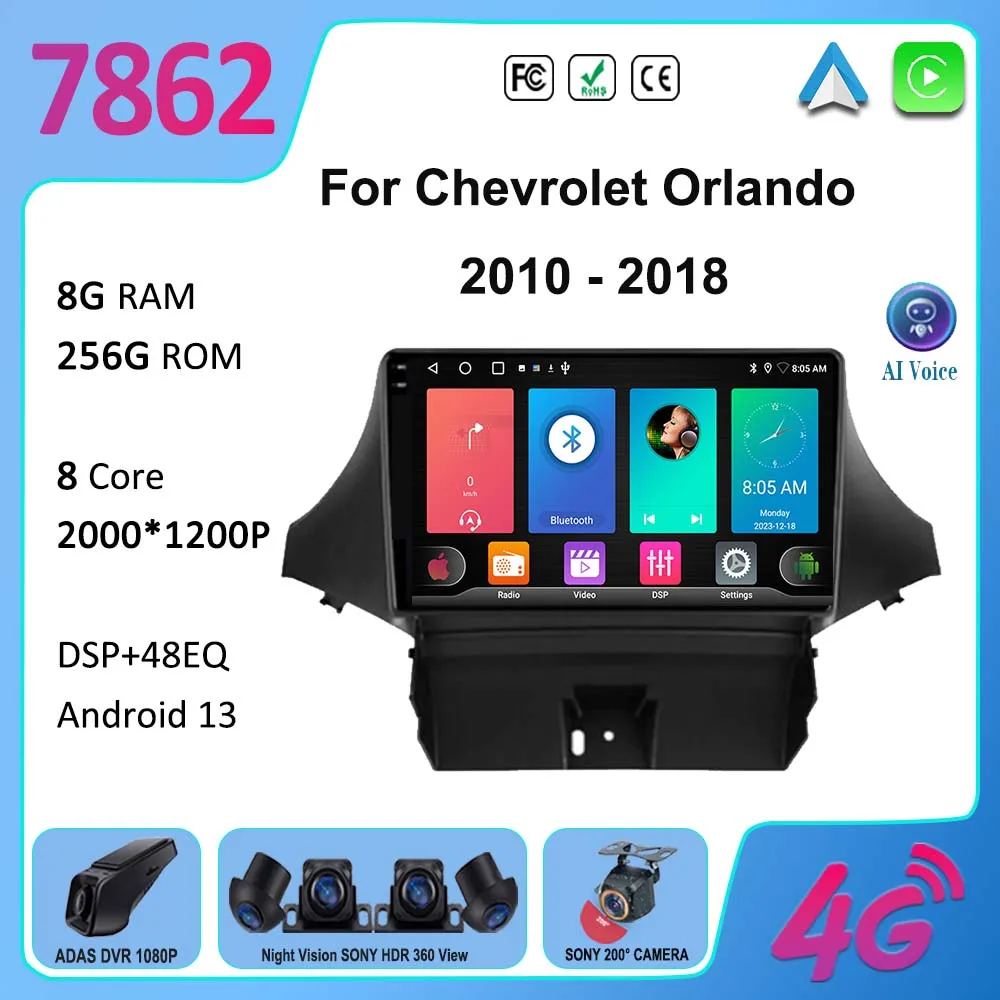 

7862 CPU Carplay Android For Chevrolet Orlando 2010 - 2018 Car Radio Multimedia Video Player Navigation GPS WIFI 5G No 2din dvd