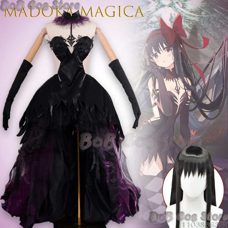 Mad okaMa gica Akemi Homura Cosplay vêtements diable forme transcendent bataille robe Cosplay carnaval combat uniformes perruque chaussettes