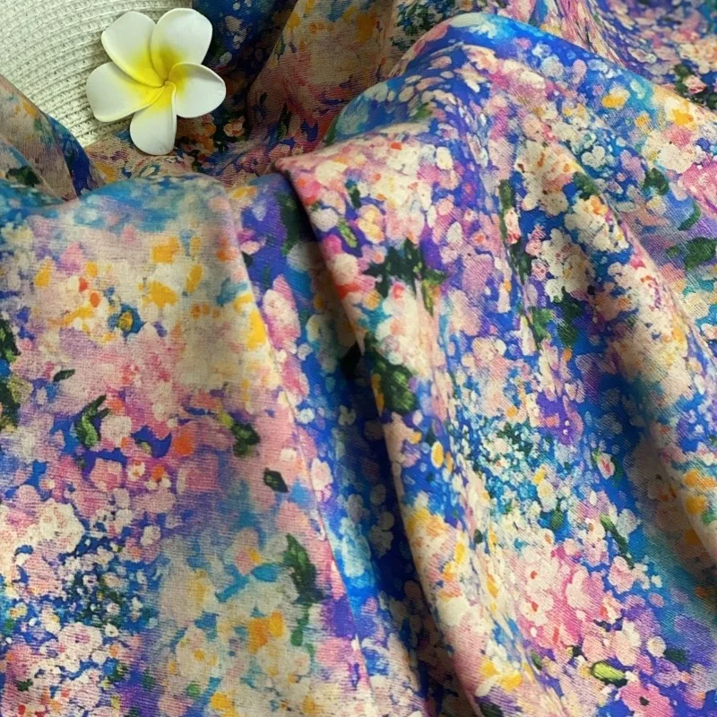 

60S цифровая печать цвет облако шелковая хлопчатобумажная ткань летнее дышащее шелковистое мягкое платье Qipao роскошный материал одежды