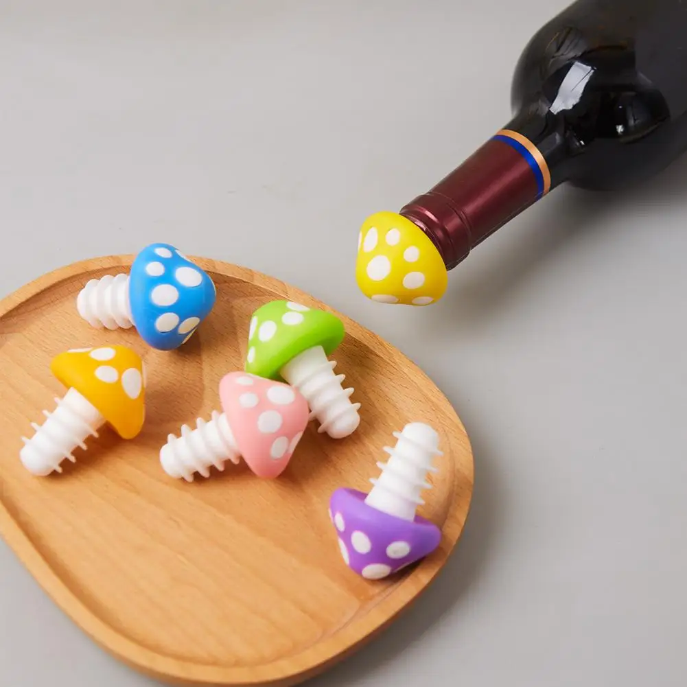

Wine Bottle Stoppers Silicone Mushroom Shape Wine Stoppers Set Silicone Bottle Corks for Freshness Preservation Kitchen Gadget