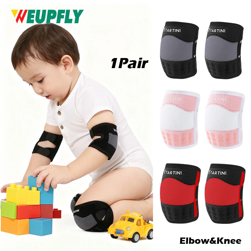 

1 пара детских наколенников для ползания, регулируемые наколенники для ползания, защита для коленей и локтей для малышей, для ползания девочек и мальчиков