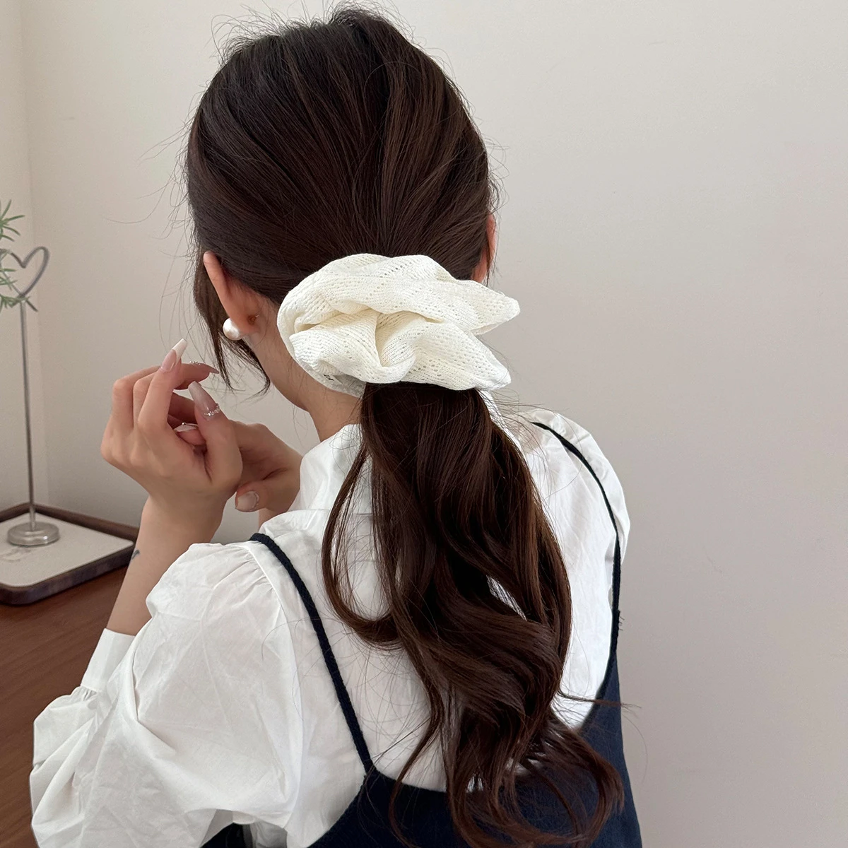 New Headrope Hair Accessories Knitted Hollow Large Intestine Hair Band Women's High Elastic Ponytail Rubber Band