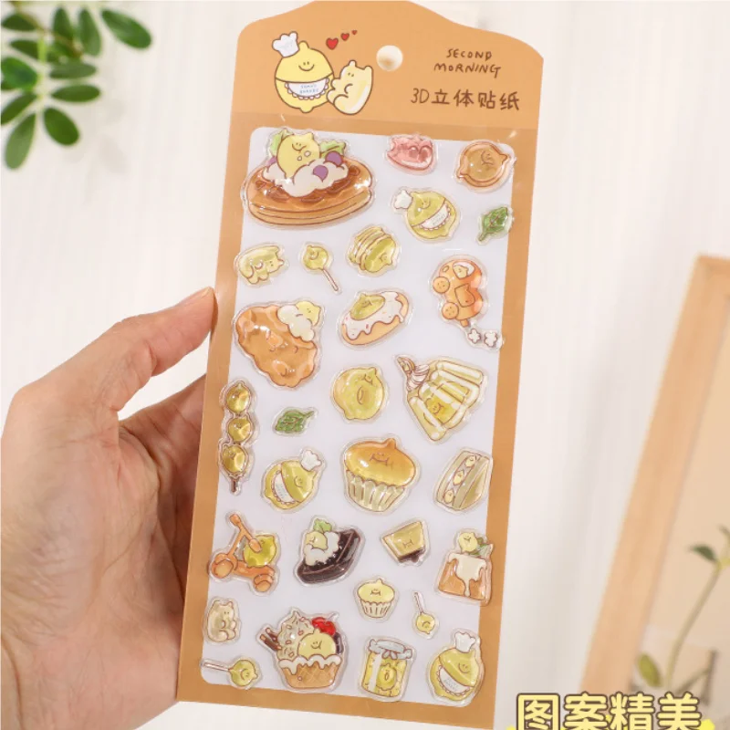 Creative Food Sticker Dim Sum Cake 3d Relief Sticker Scrapbooking Diy Diary Decor Journaling Stationery Kawaii Stickers