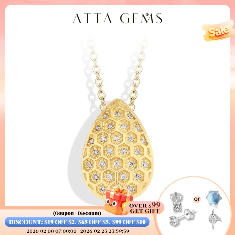 

ATTAGEMS Сверкающее полное D VVS1 Муассанит кулон ожерелье для женщин груша соты S925 Стерлинговое Серебро помолвка свадебный подарок