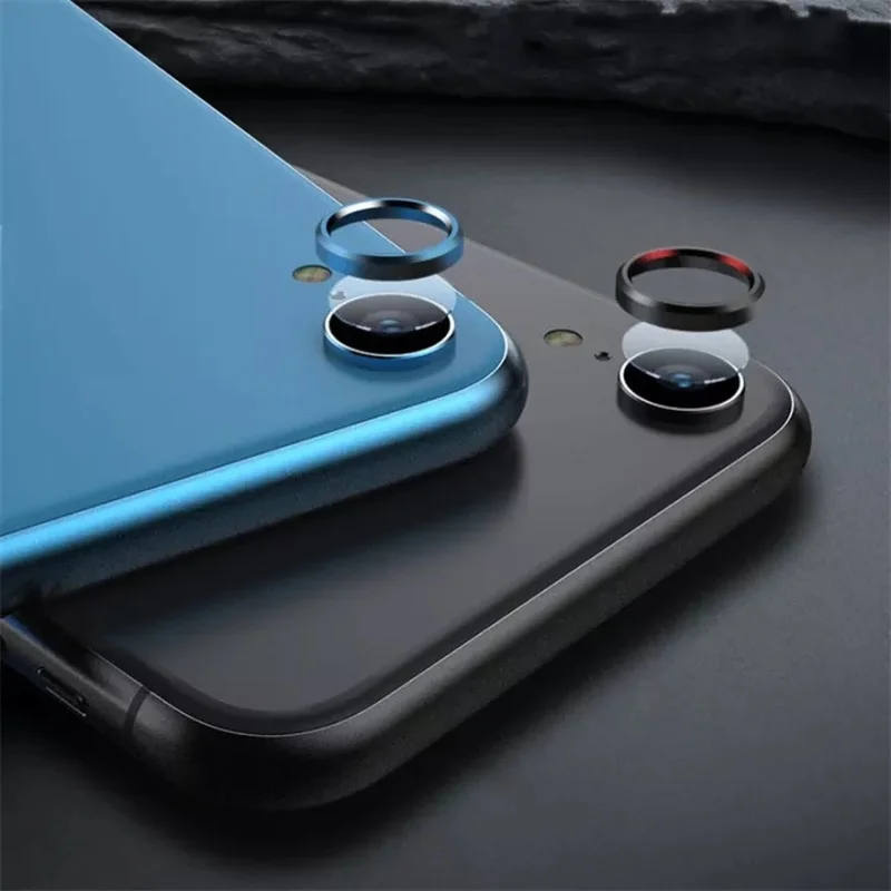 Camera Lens Metal & Tempered Glass for iPhone XR X iPhone 8 7 Plus Alloy Protection Ring Case + HD Clear Glass Screen Protector