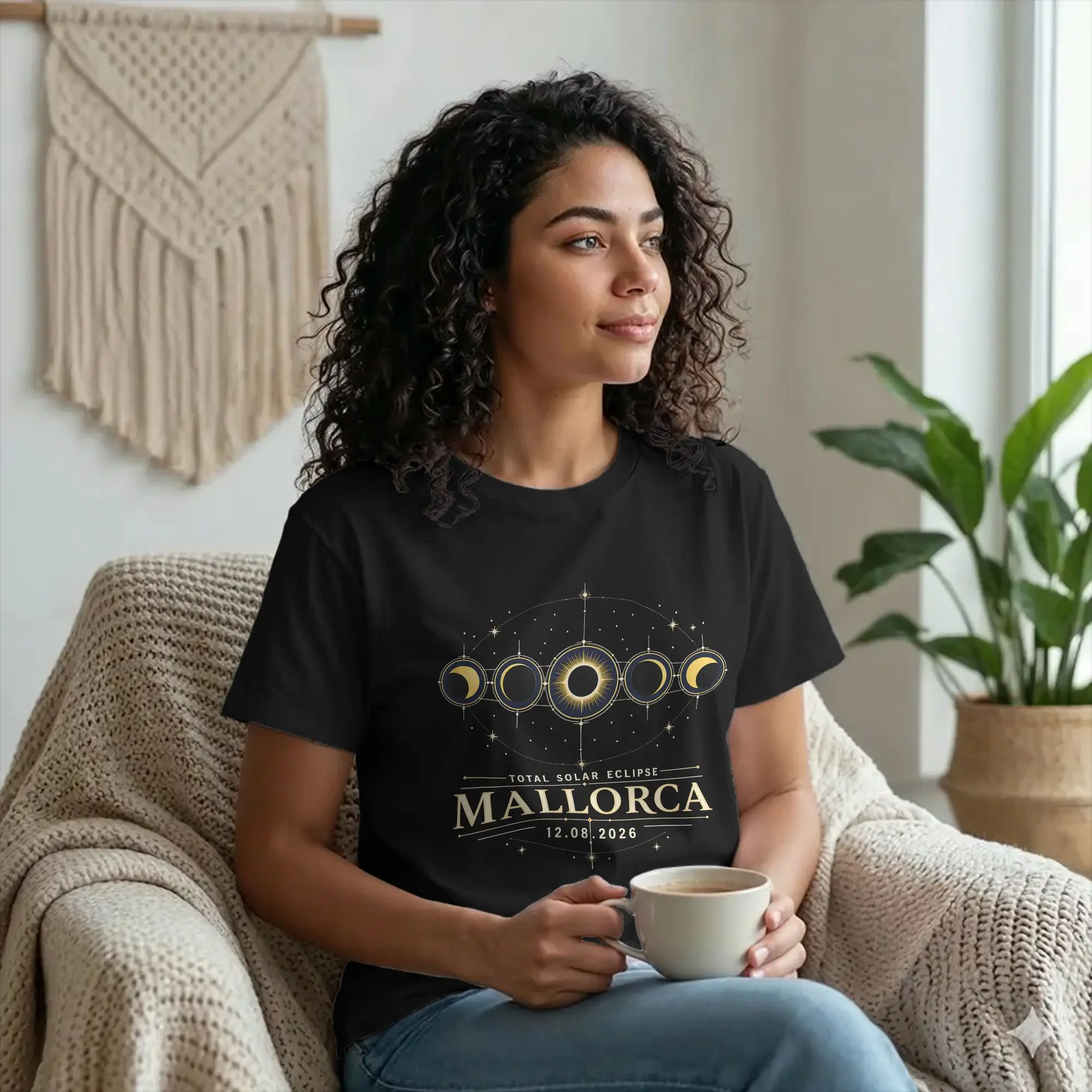 Mallorca Solar Eclipse 2026 Scientific T-Shirts Men Phase Diagram Cotton Tees Crew Neck Short Sleeve T Shirts Printing Clothing