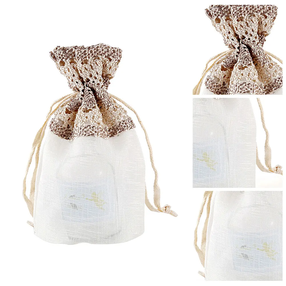 

12 Pcs Bundle Bags Drawstring Gift Pouches Pouches Rose Gold Storage Craft Supplies Breathing Gauze Wedding Favor