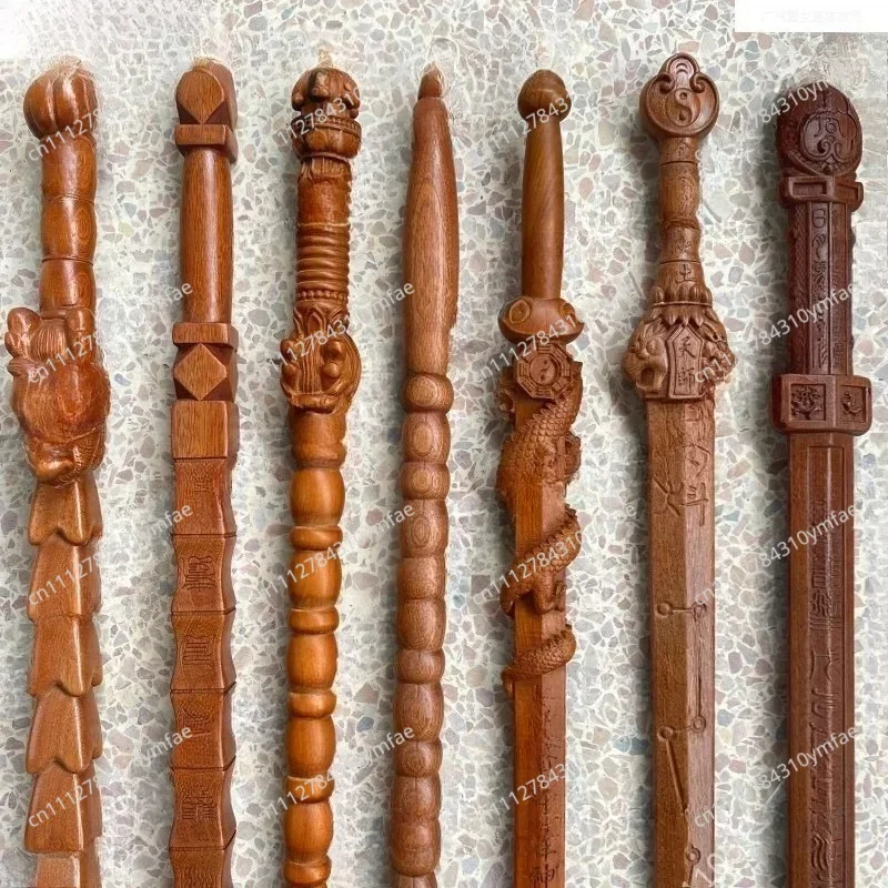 Artistic Peach Wood Sword Handcrafted, Seven Star Design Home Decor for Positive Energy Space