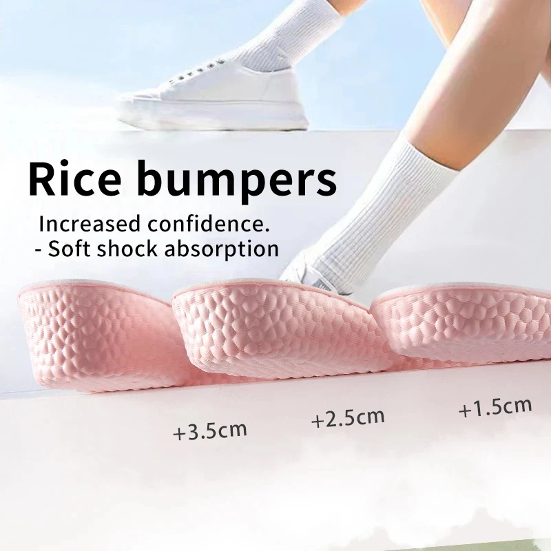 1Pair Height Increase Insoles Pink Women EVA Sports Shock Absorption Shoes Insole for Feet Arch Support Orthopedic Shoe Pads