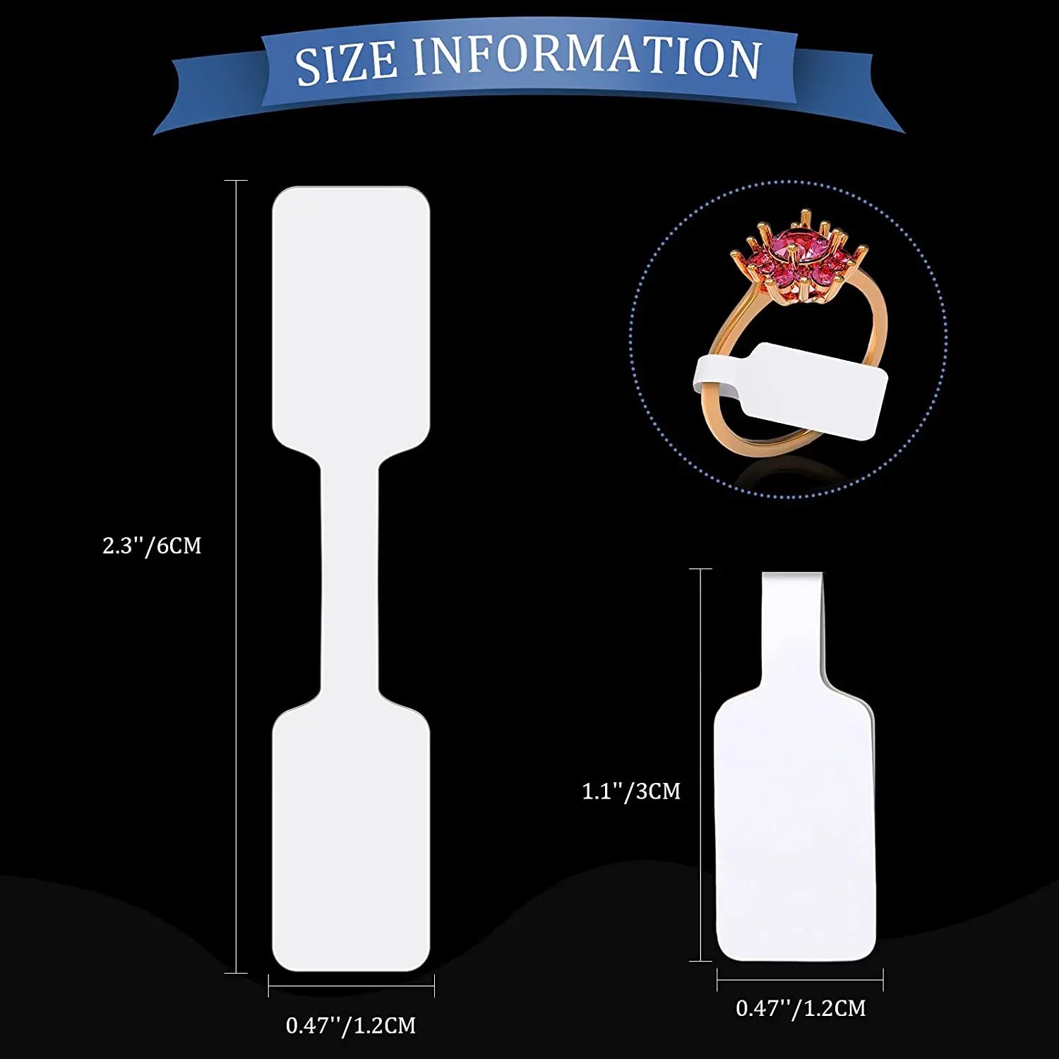 

ABIJ-500Pcs Blank Jewelry Price Tags Stickers Jewelry Price Label For Necklace Earring Price Identify Rectangle Label