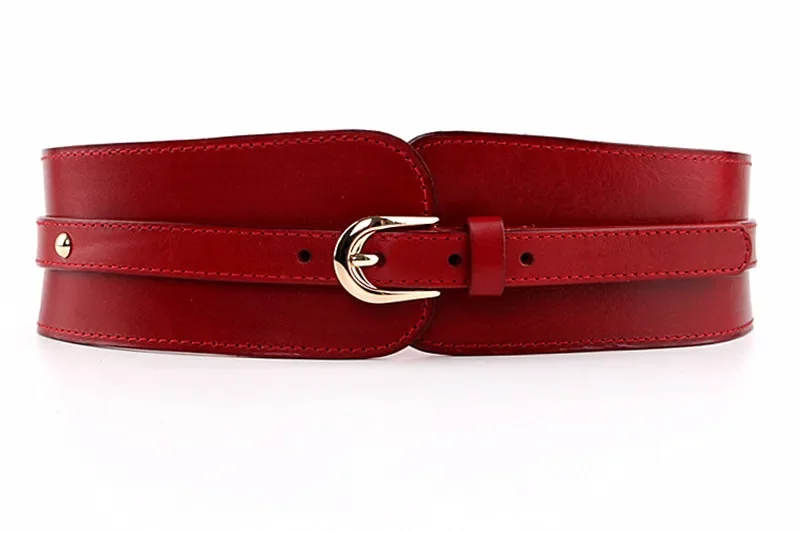 Women's Vintage First Layer Cowhide Leather High Quality Belt with Skirt Coat Elastic Belt