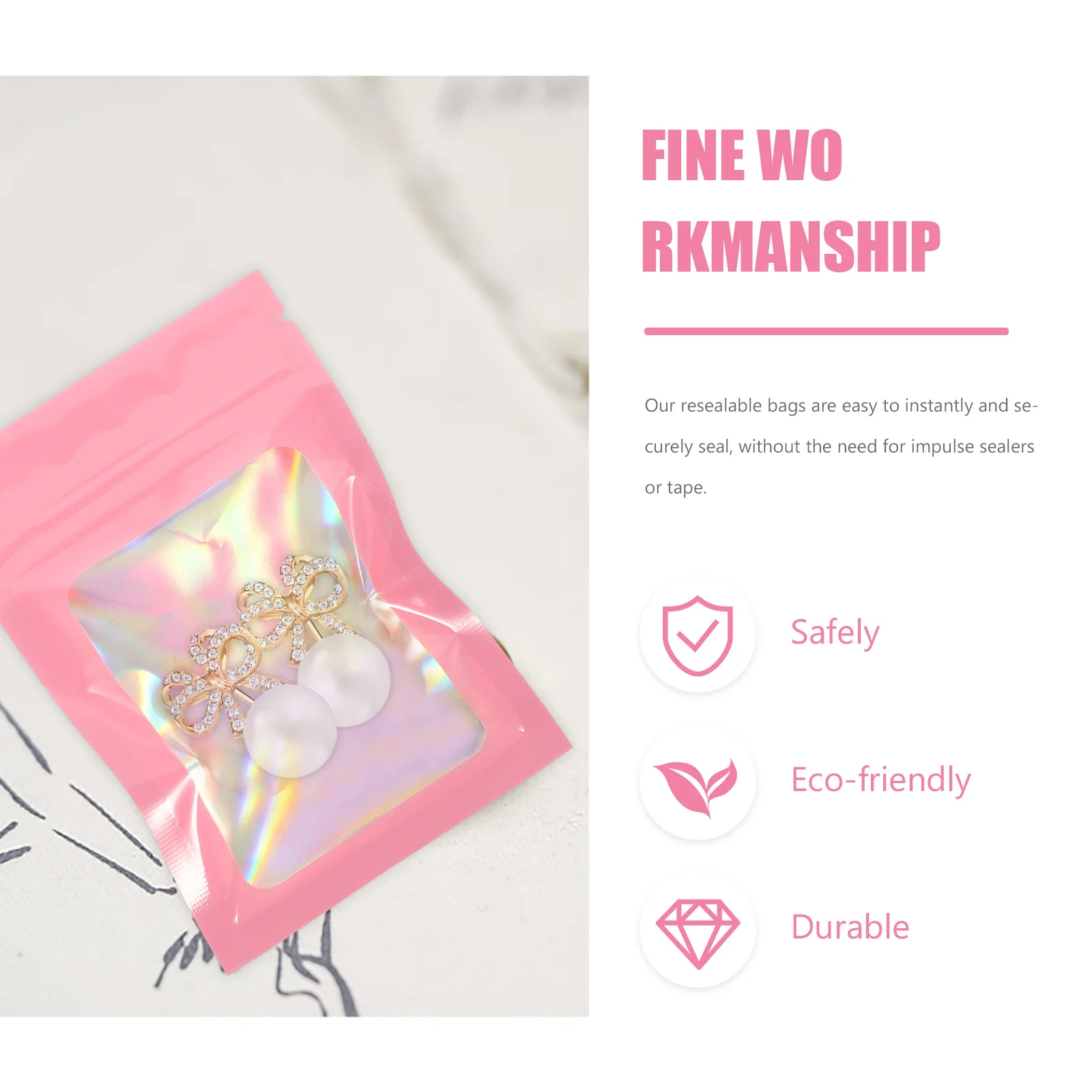 

100Pcs Colored Gift Packaging Bags Self Sealing Bags for Jewelry Portable Storage Zip Lock Small Jewelry Self Sealing Bag