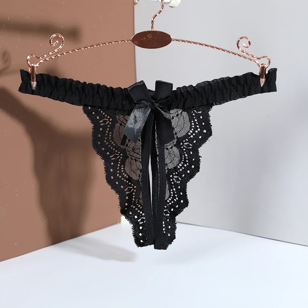 กางเกงชั้นในสตรี จีสตริงเซ็กซี่ ลูกไม้ผูกโบว์ สำหรับผู้หญิง กางเกงชั้นในสไตล์โดดเด่น ชุดชั้นในผู้หญิงสุดฮอต