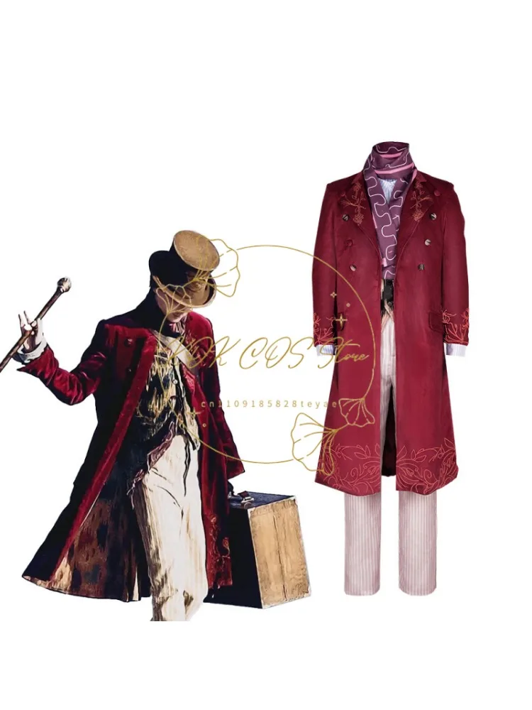 Willy Hat-kostuum Chalamet Wonca Cosplay-pakoutfits Halloween Carnavalskleding met stropdas - afbeelding 2