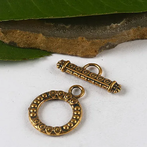 10sets Ring:16mm Dark Gold Tone Circle Dots Toggle Clasps H3306 Beads for Jewelry Making