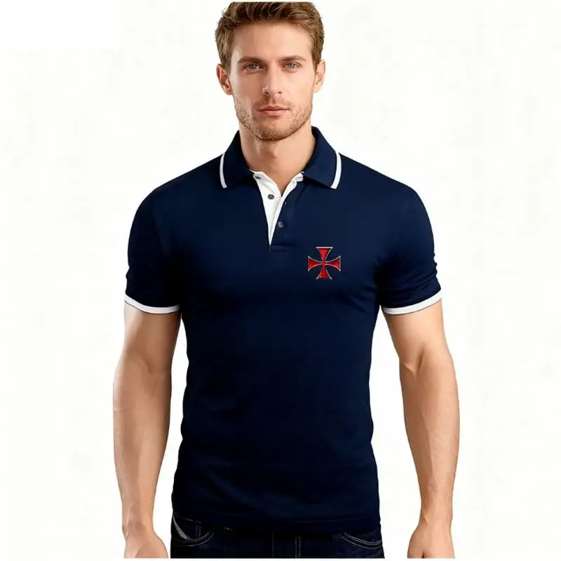 2025 New Men's Knights Templar Printing Fashion Summmer Casual Polo T-Shirts Breathable Short Sleeves Couple outfit Shirts Tops