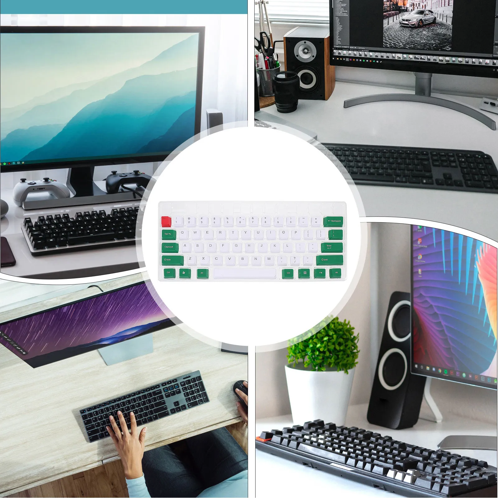 

1Set Dual-Color Mechanical Keyboard Keycap Set Dye Sublimation Process Frosted Texture for Custom 60 Percent Keyboard