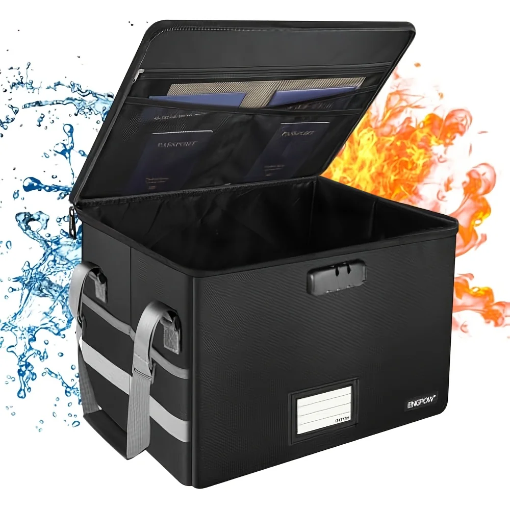 

Foldable storage box Waterproof Fireproof Large capacity lockable storage box for important documents Box