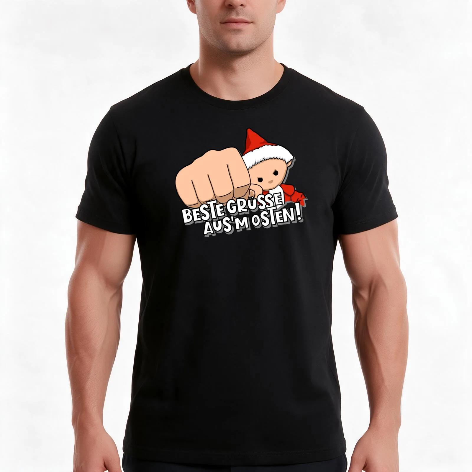 Sandmann - Best regards from the East! T-Shirt, Summer Casual Cotton Tee, Oversized Streetwear Tops, Vintage Graphic Print