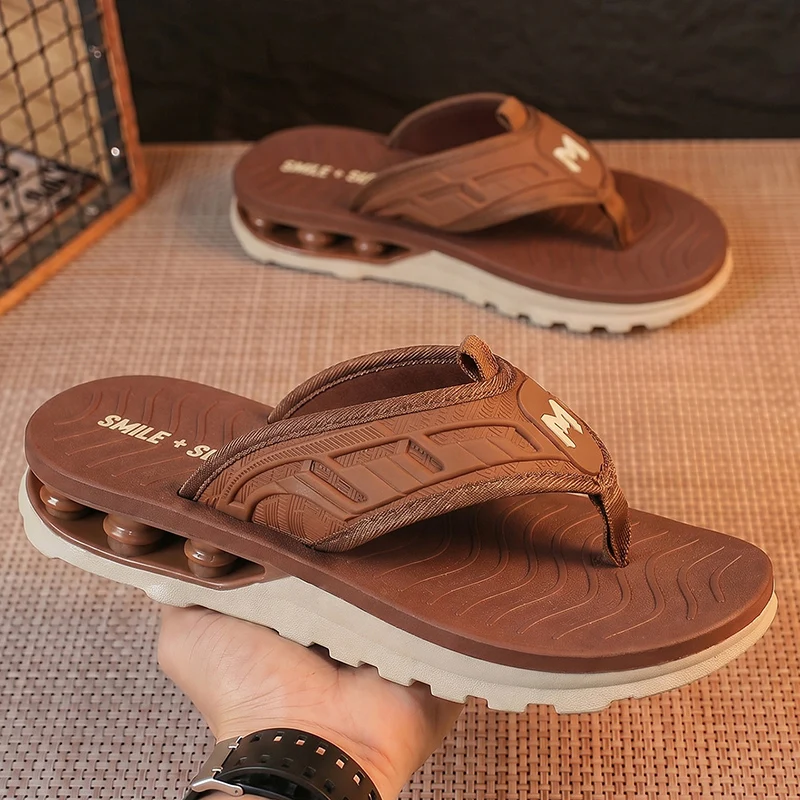 Men's Slippers Quick Dry Pu Leather Fashion Breathable Flip Flops Man Beach Footwear Outdoor Slippers Summer Men's Sandals Mules