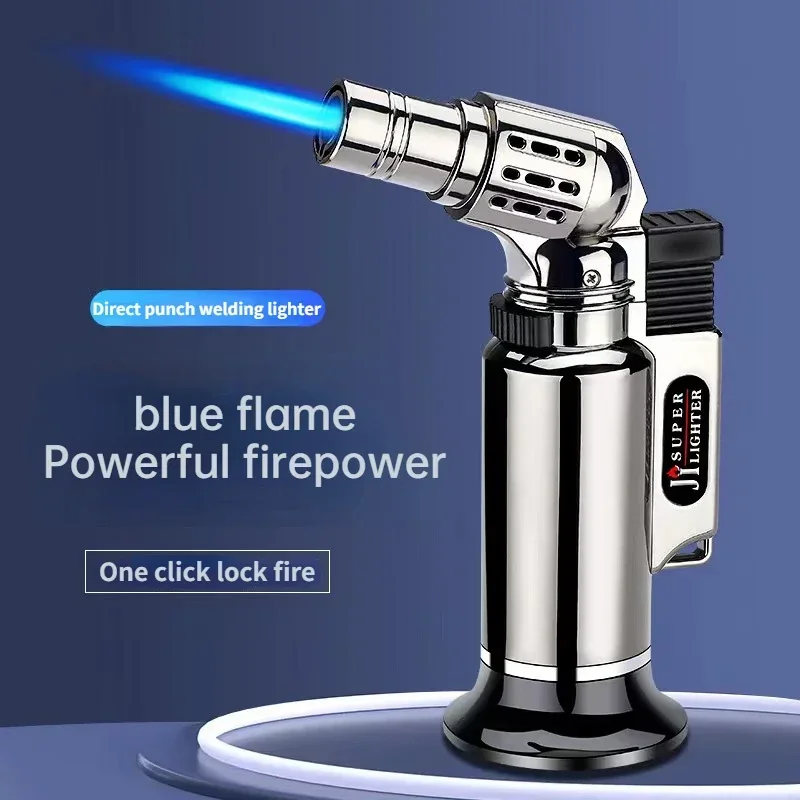 Metal Windproof Turbo Gas Lighters Welding Torch Kitchen Cooking Adjustable Flame Powerful Spray Gun Cigar Lighter for Men Gifts