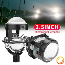 50W 2.5 Inch Bi Led Projector For H4 H7 Lens Led Light 20000LM Car Headlight Retrofit Upgrade High Low Beam 6000K White light