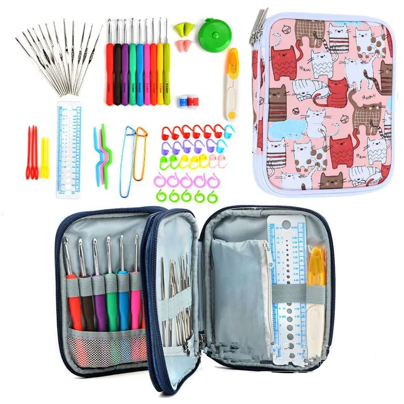 

Crochet Hooks Set Crochet Needles Yarn Knitting Needles With Blue Case Agulhas de Crochet Conjunto Sewing Accessory