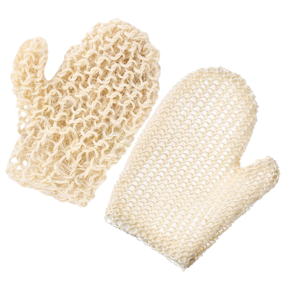 2 Pcs Exfoliating Mitt Sisal Braided Shower Gloves Bath Foaming Mittens Clean Whole