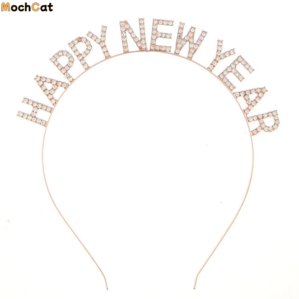

Christmas Dree Up Alloy Letter New Year Gift Korean Style Hair Hoop HAPPY NEW YEAR Headband Female Jewelry Rhinestone Crown