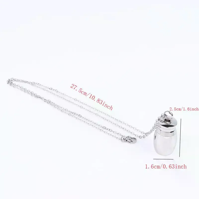 Mini Bone Ash Pendant Removable Stainless Steel Cinerary Urn with Necklace Well Sealed Memorial Pendant Jar