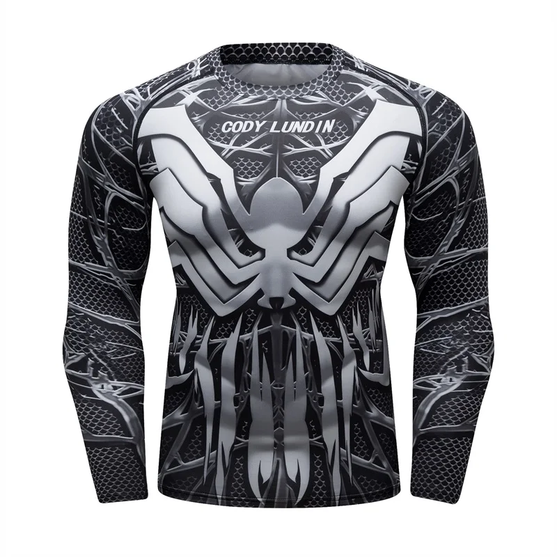 Brand New Men\'s Tracksuit 3D Prints Tight Skin Compression GYM Man MMA Rashguard Body Building Top Fitness Sports Set Exercise