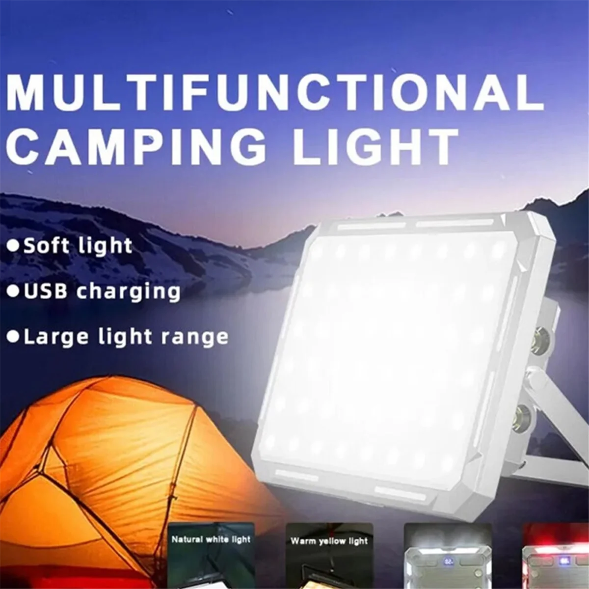 Portable LED Camping Tent Light Rechargeable Searchlight Outdoor Emergency Lighting Waterproof Hanging Night Lamp