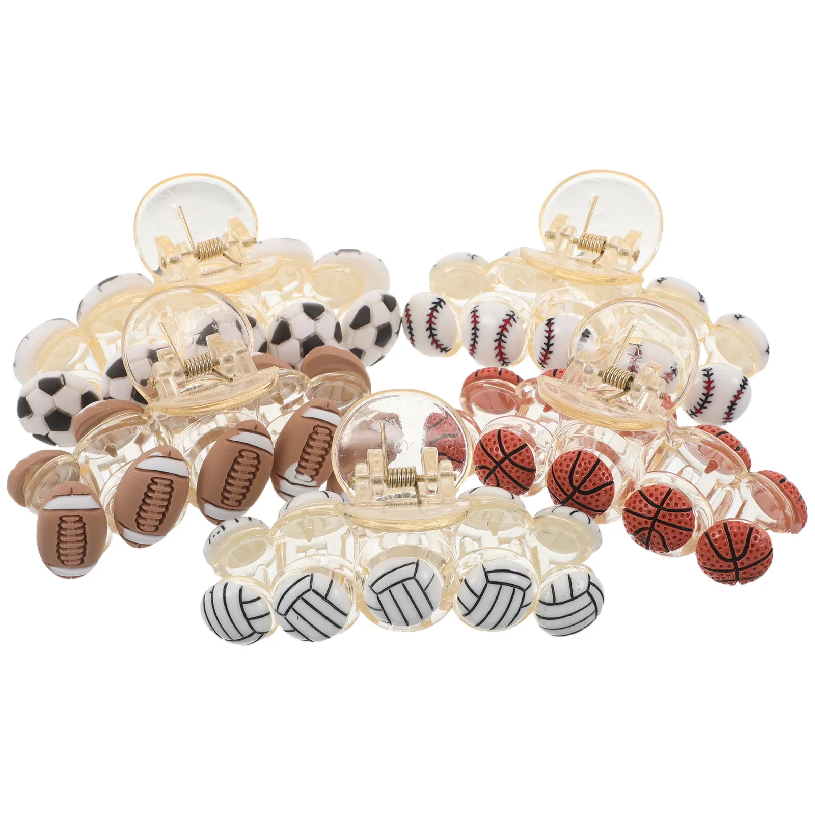 

5Pcs Sport Hair Claw Clips Nonslip Clear Plastic Hair Barrettes for Women Basketball Football Baseball Soccer Volleyball