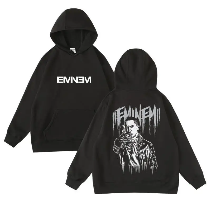 2025 Eminem Women Fashion Hoodies Print Pullover Hooded Music Rapper Hip Hop Joggers Singer Fleece Sweatshirt for Fans Men Tops