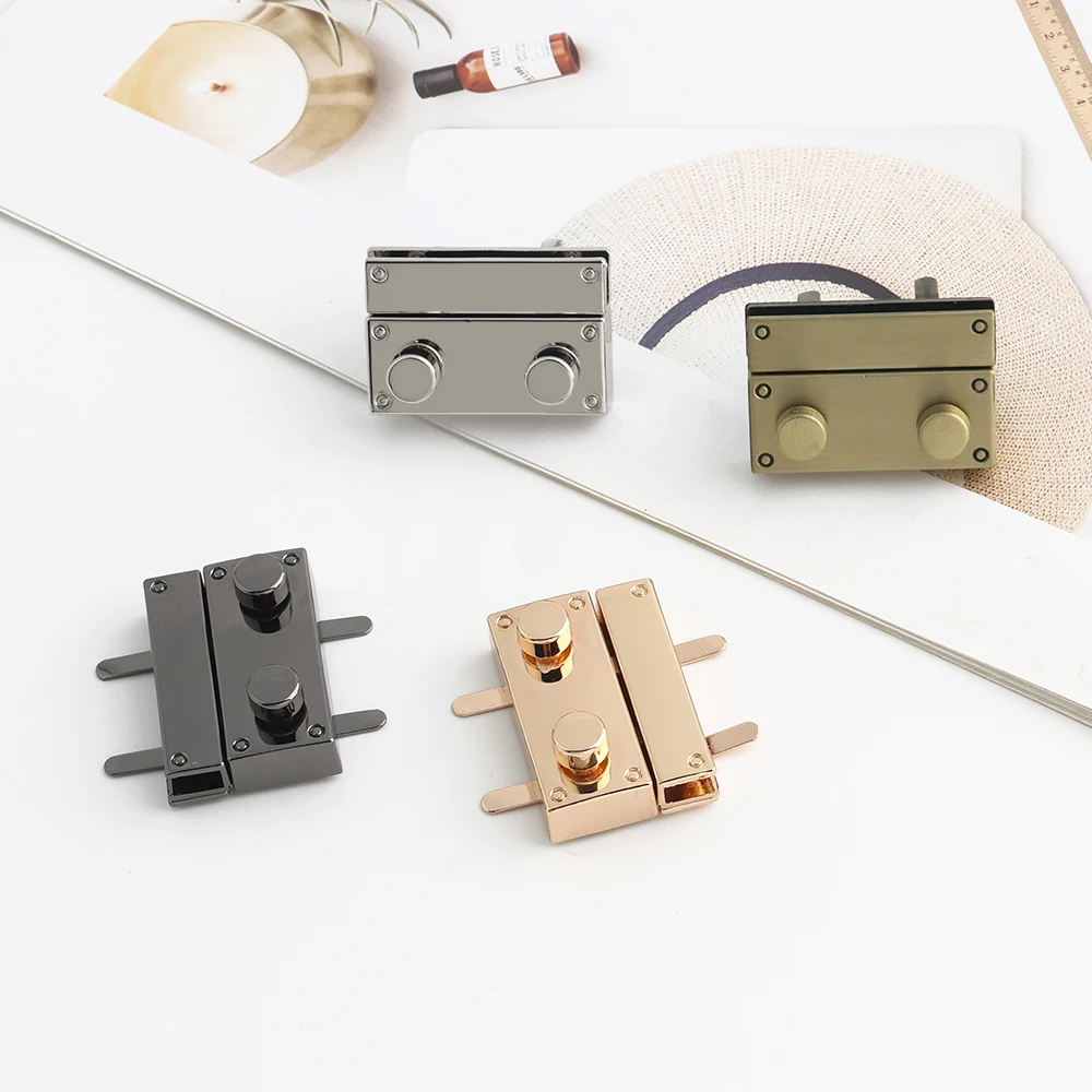 5/10/20PCS Metal Rectangle Press Push Lock For Handbags Bag Briefcase Spring Lock Snap Decorative Clasps Repair Kit Accessories