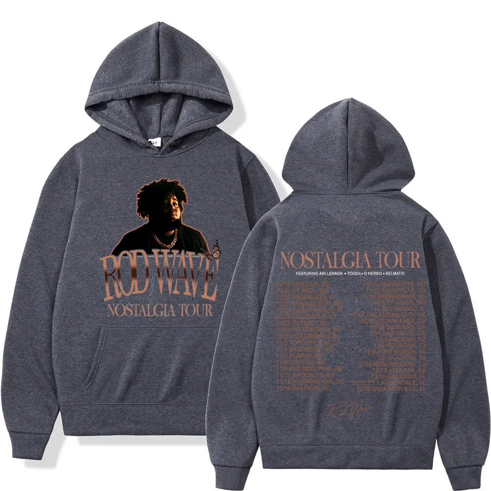 Rapper Rod Wave Album Nostalgia Tour Hoodie Men's Women's Fashion Vintage Hooded Sweatshirts High Quality Fleece Loose Pullovers