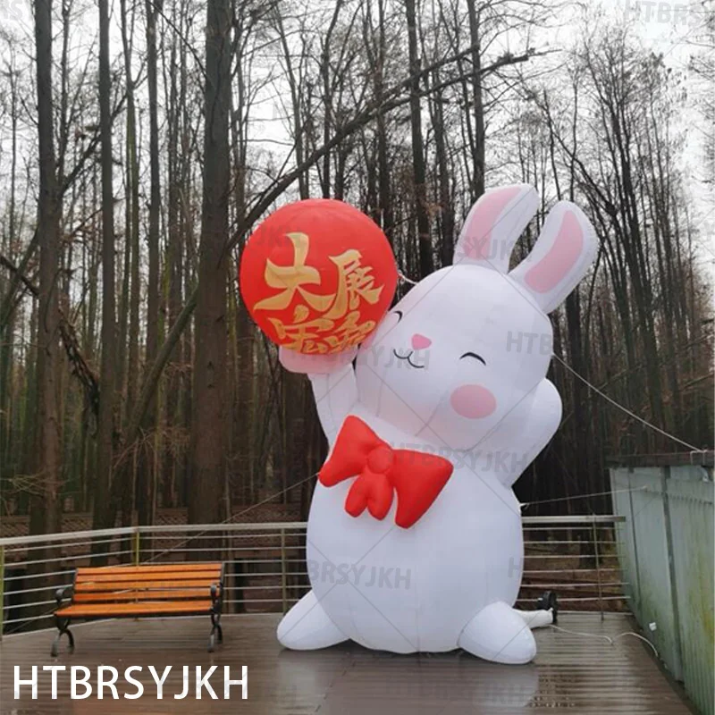 

Inflatable cartoon cute rabbit holding balloon animal mascot holiday decoration props