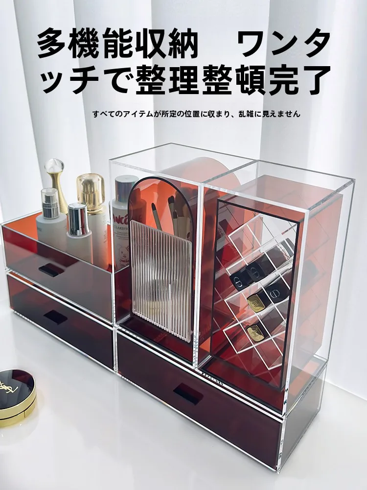 

Акриловый органайзер для косметики на рабочий стол: роскошный, пылезащитный, для парфюмерии, помад и тюбиков