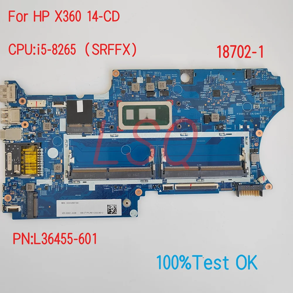 

18702-1 для HP ProBook X360 14-CD материнская плата для ноутбука с ЦП i5-8265 PN:L36455-601 100% ТЕСТ ОК