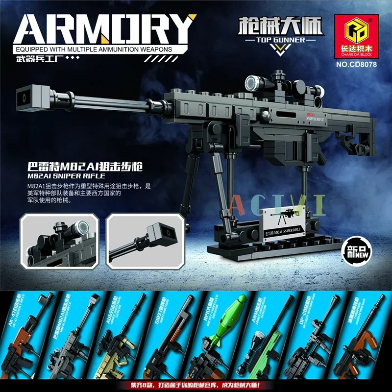 Blocchi di costruzione tecnici giocattoli Pistola AK47 Revolver Submetrico Sniper Barrett WW2 Esercito militare Guerra SWAT Arma Modello per bambini
