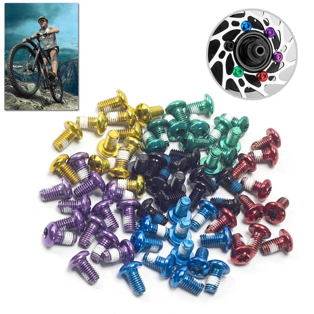 

12-Pack Stainless Steel M5x9mm Disc Brake Rotor Bolts Anti-Loosening T25 Screws For MTB Bikes PVD Plated Cycling Accessories